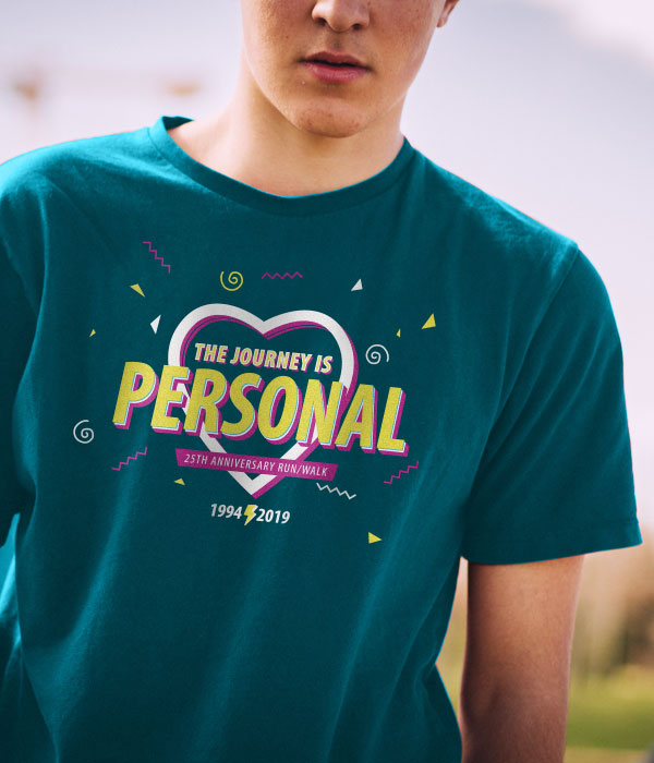 90s themed t-shirt for a run/walk event