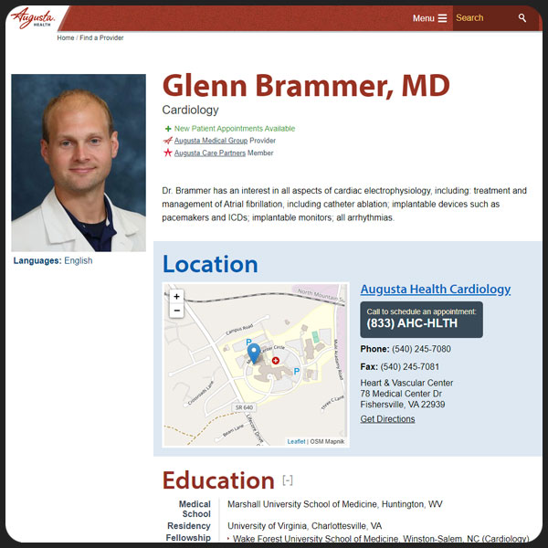 Dr. Brammer bio page