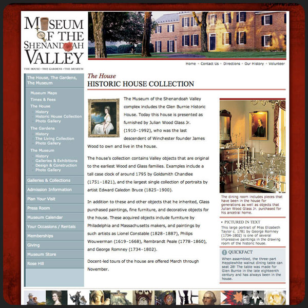 Museum of the Shenandoah Valley history page